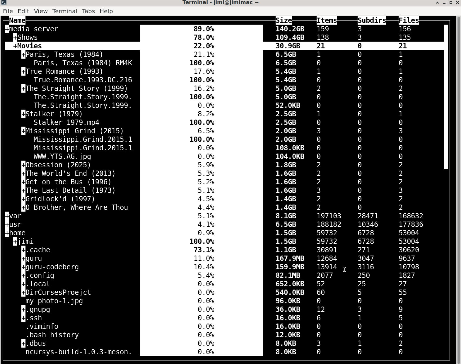 Root directory listing for gentoo linux filesystem